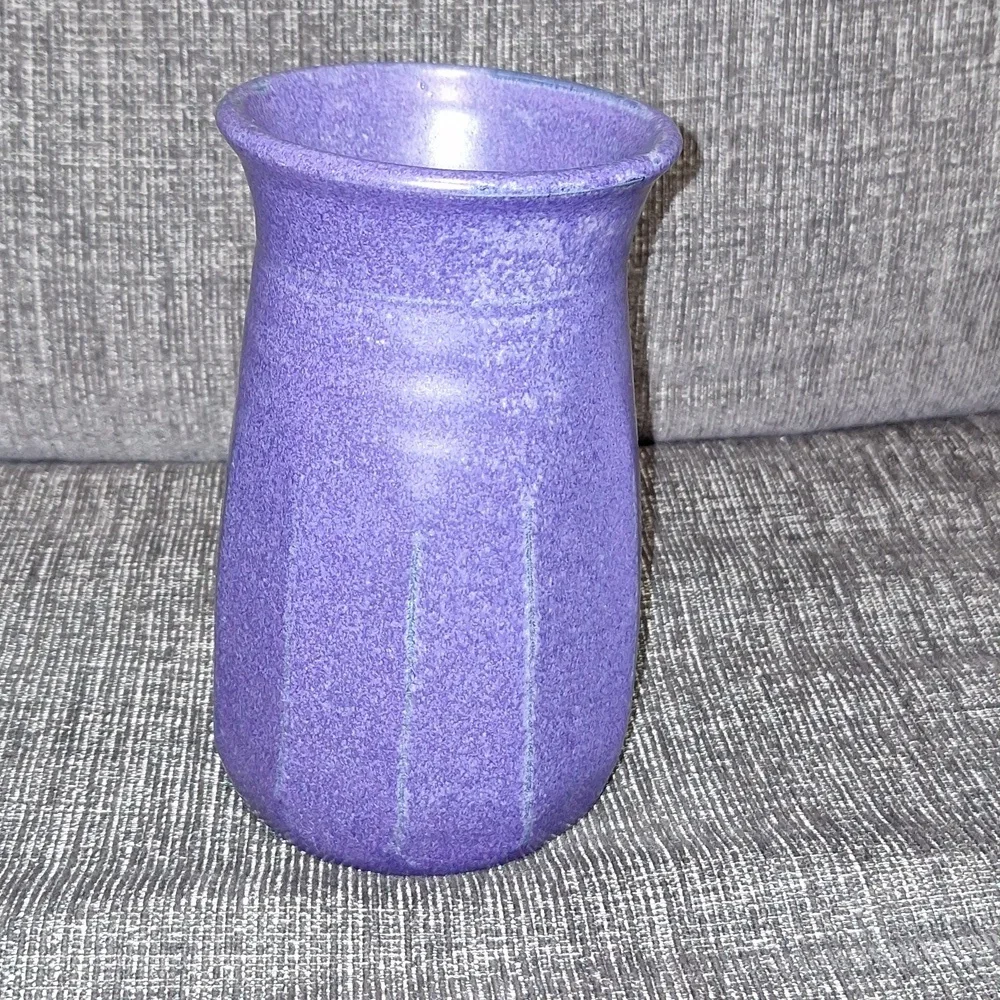 Vintage Studio Pottery Flower Vase, Blue, Signed,